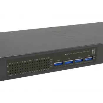 LevelOne 34-pordiline kiire Etherneti PoE-lüliti, 802.3at/af PoE, 32 PoE-väljundit, 2 x Gigabit RJ45, 380W