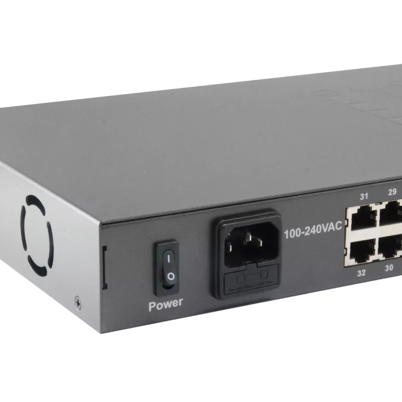 LevelOne 34-pordiline kiire Etherneti PoE-lüliti, 802.3at/af PoE, 32 PoE-väljundit, 2 x Gigabit RJ45, 380W