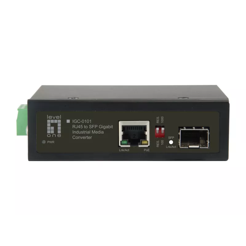 LevelOne RJ45-SFP Gigabit tööstuslik meediakonverter, 1 PoE väljundiga