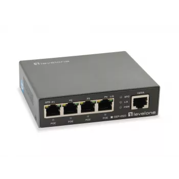 LevelOne 5-pordine Gigabit PoE kommutaator, 802.3at/af PoE, 4 PoE väljundit, 60 W