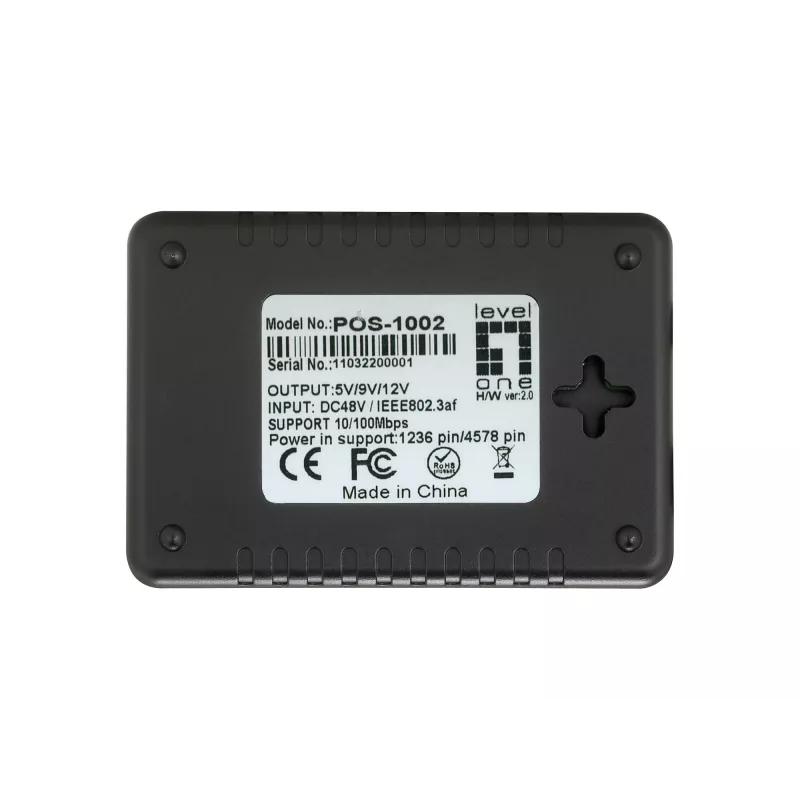 LevelOne Fast Ethernet PoE jaotur, 802.3af PoE, 5-12V DC väljund