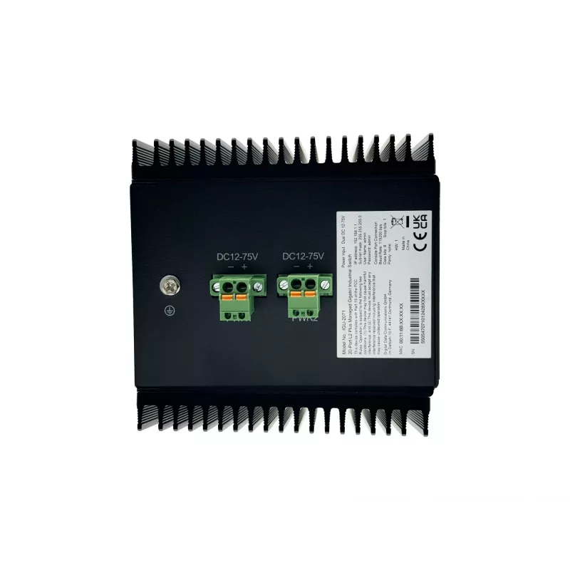 LevelOne 20-pordiline L2+ hallatav Gigabit-tööstuslüliti, 16x 1GbE RJ45, 4x 1/2,5GbE SFP, DIN-liist, -40 °C kuni 80 °C