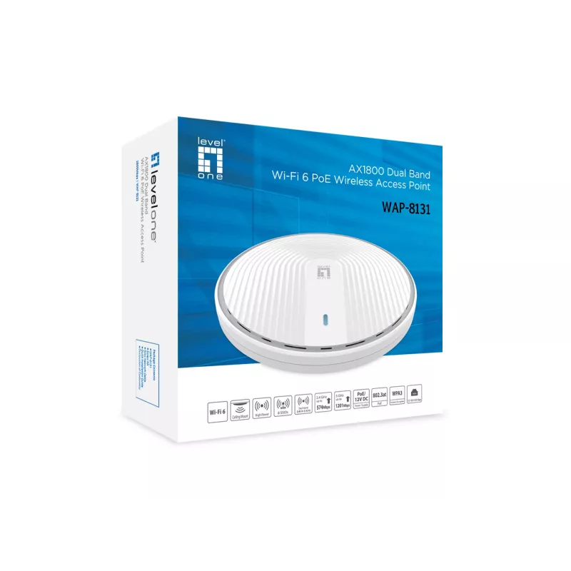 Juhtmevaba pääsupunkt LevelOne AX1800 kaheribaline Wi-Fi6 2,4GHz 5GHz
