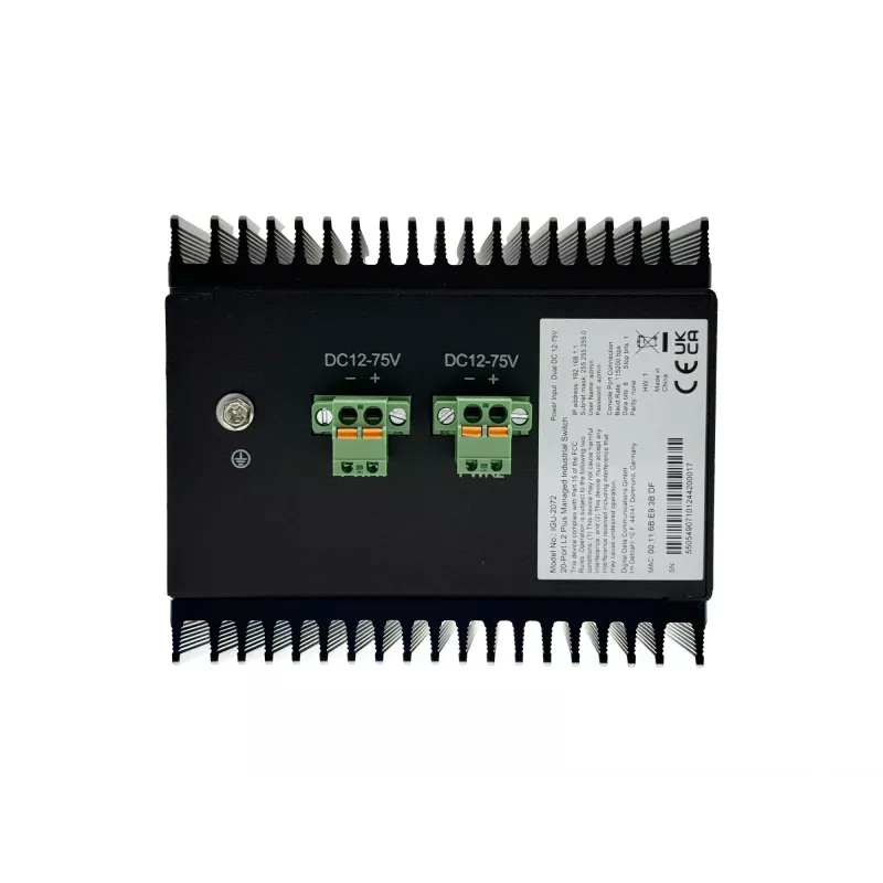 LevelOne 20-pordiline L2 Plus hallatav tööstuslik kommutaator, 8 x 1 GbE RJ45, 8 x 1 GbE SFP, 4 x 1/2,5 GbE SFP, DIN-liist, -40 °C kuni 80 °C