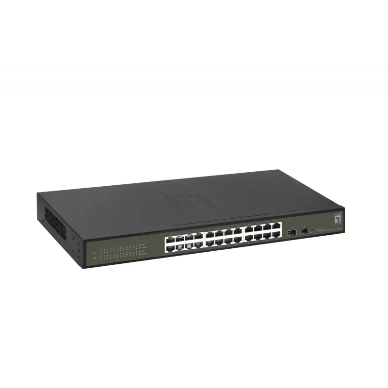 LevelOne Hilbert 26-pordiline Gigabit nutikas lihtlüliti, 24 x Gigabit RJ45, 2 x Gigabit SFP