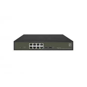 LevelOne Hilbert 10-pordine Gigabit PoE Smart Lite lüliti, 8 PoE väljundit, 2 x Gigabit SFP, 802.3at/af PoE, 130 W PoE eelarve