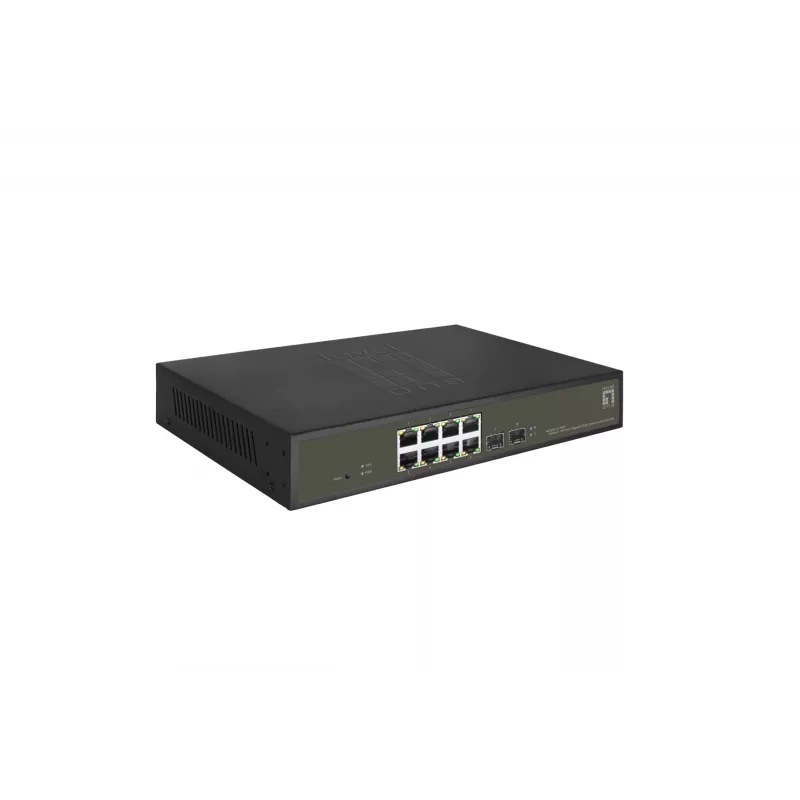 LevelOne Hilbert 10-pordine Gigabit PoE Smart Lite lüliti, 8 PoE väljundit, 2 x Gigabit SFP, 802.3at/af PoE, 130 W PoE eelarve