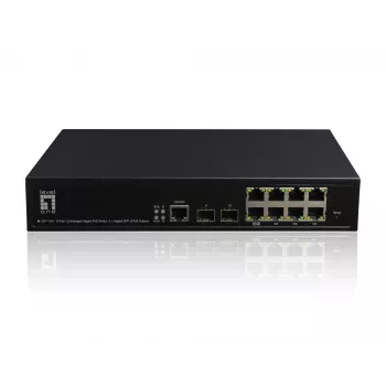 LevelOne KILBY 10-pordine L2 hallatav Gigabit PoE kommutaator, 2 x SFP, 802.3at/af PoE, 125W, 8 PoE väljundit