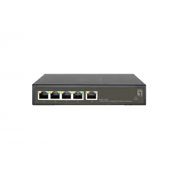 LevelOne Hilbert 5-pordine Gigabit PoE nutikas lite-lüliti, 802.3at/af PoE, 4 PoE-väljundit, 60 W PoE-toitekogum