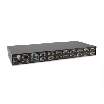 LevelOne 16-pordiline PS/2-USB VGA KVM-lüliti, 2048 x 1536 pikslit, rack-paigaldus, 1U, must