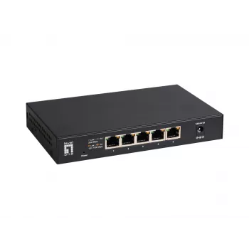 5-Pordine Haldamata 2,5G Etherneti lüliti LEVELONE GEU-0525 — 5× 2,5G RJ-45, haldamata, 25 Gbit/s kommutatsioonivõime, seinale paigaldatav