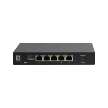 5-Pordine Haldamata 2,5G Etherneti lüliti LEVELONE GEU-0525 — 5× 2,5G RJ-45, haldamata, 25 Gbit/s kommutatsioonivõime, seinale paigaldatav