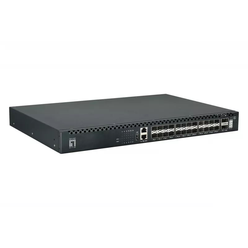 LevelOne 26-pordiline L3 hallatav TOR-kiudlüliti, 24x 1/10GbE SFP+, 2x 40/100GbE QSFP28, kuumvahetatav varutoiteplokk