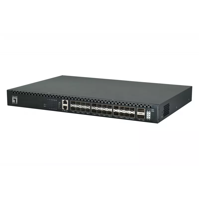 LevelOne 26-pordiline L3 hallatav TOR-kiudlüliti, 24x 1/10GbE SFP+, 2x 40/100GbE QSFP28, kuumvahetatav varutoiteplokk