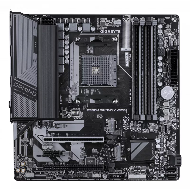 GIGABYTE B550M GAMING X WIFI6 emaplaat - AMD Ryzen 5000 protsessoritele, 5+3 faasi VRM, kuni 3200 MHz DDR4, 1xPCIe 4.0 + 1xPCIe 3.0 M.2, Wi-Fi 6, 1GbE LAN, USB 3.2 Gen 1