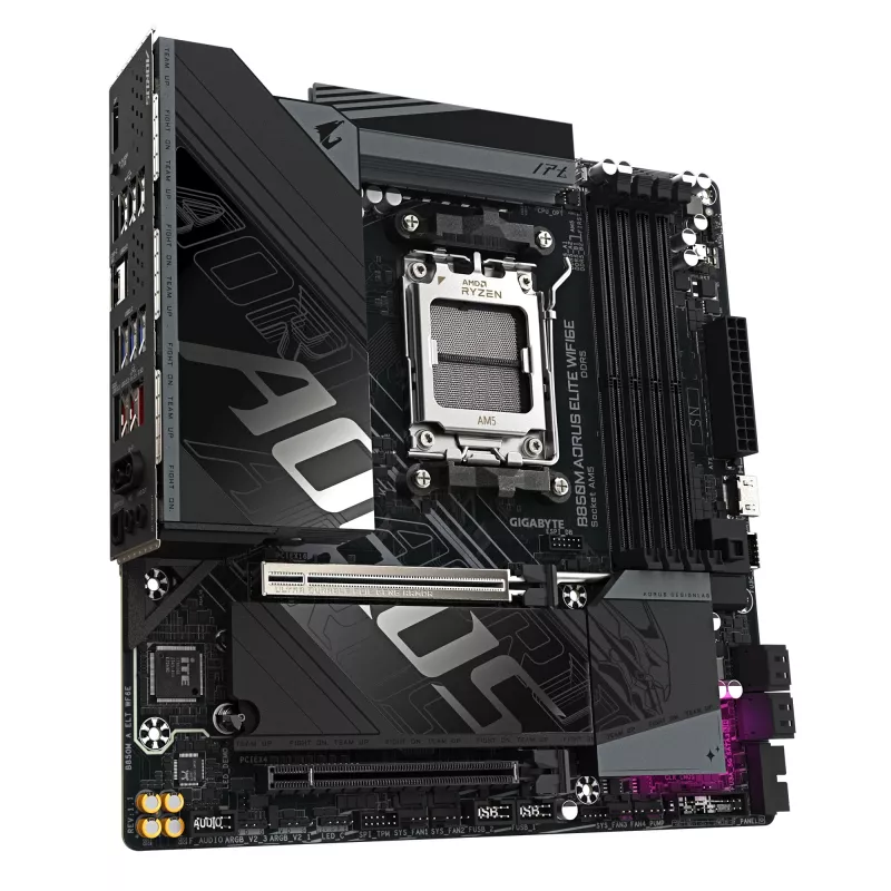 GIGABYTE B850M AORUS ELITE WIFI6E emaplaat – AMD Ryzen 9000 seeria protsessoritele, 12+2+2 faasi digitaalne VRM, kuni 8200 MHz DDR5 (OC), 1xPCIe 5.0 + 1xPCIe 4.0 M.2, WIFI 6E, 2.5GbE LAN, USB 3.2 Gen 2