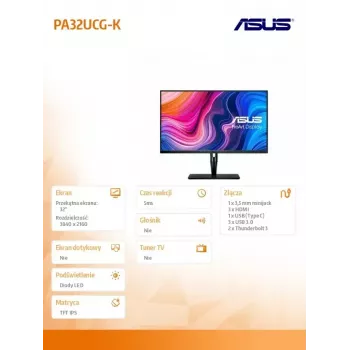 ASUS ProArt PA32UCG-K arvutimonitor 81,3 cm (32 tolli) 3840 x 2160 pikslit 4K Ultra HD LED must