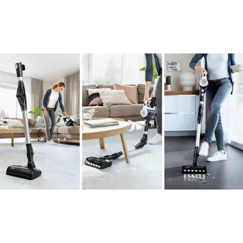 Bosch BSS711W ridavakum/elektrihari Aku Kuiv Kotita 0,3 L Must, Hõbedane, Valge