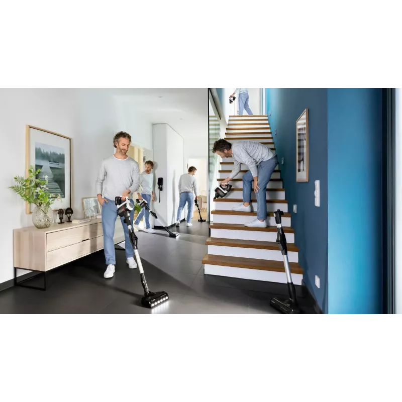 Bosch BSS711W ridavakum/elektrihari Aku Kuiv Kotita 0,3 L Must, Hõbedane, Valge