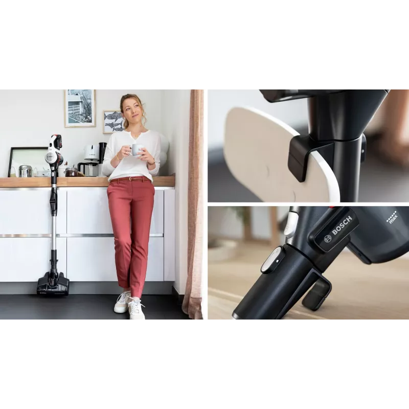 Bosch BSS711W ridavakum/elektrihari Aku Kuiv Kotita 0,3 L Must, Hõbedane, Valge