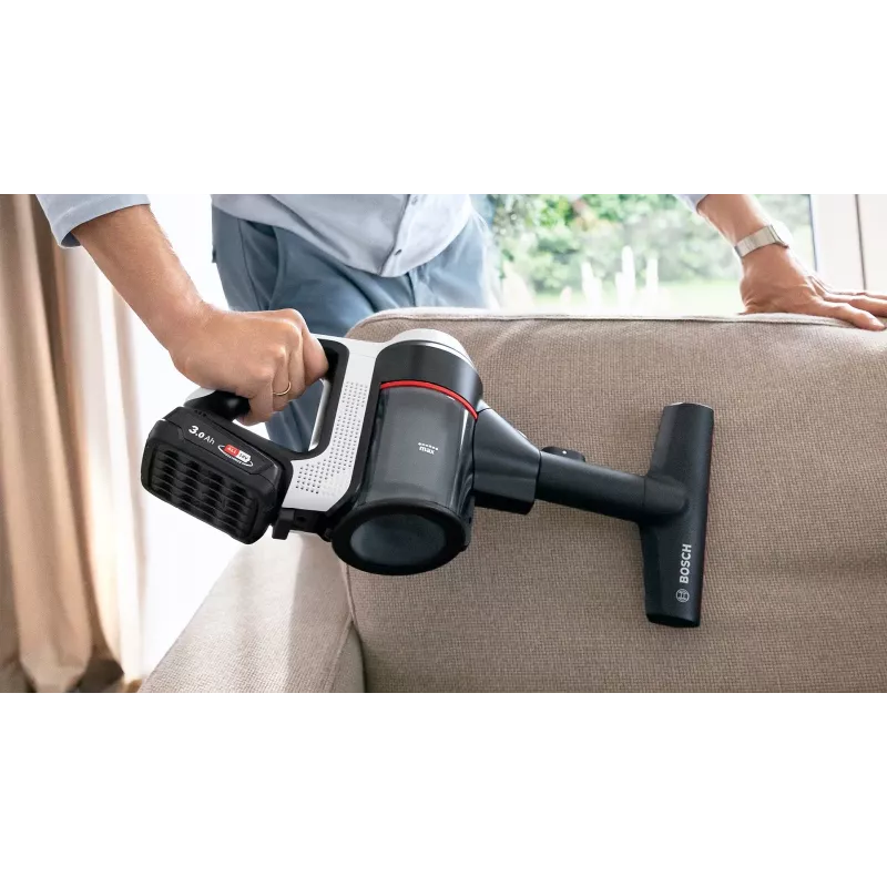 Bosch BSS711W ridavakum/elektrihari Aku Kuiv Kotita 0,3 L Must, Hõbedane, Valge
