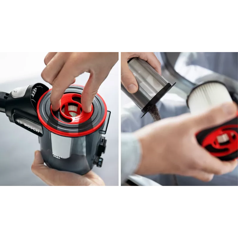 Bosch BSS711W ridavakum/elektrihari Aku Kuiv Kotita 0,3 L Must, Hõbedane, Valge