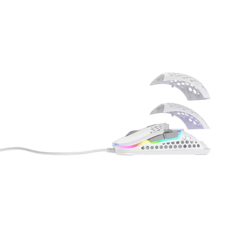 XTRFY M42 mõlemakäeline mängurihiir — optiline sensor, 16 000 DPI, USB Type-A, valge, RGB