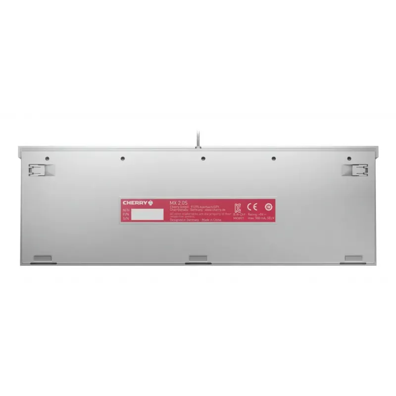 Juhtmega mehaaniline mänguriklaviatuur Cherry MX 2.0S — Täissuuruses (100%), QWERTZ saksa paigutus, RGB taustvalgustus, USB, valge