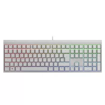 Juhtmega mehaaniline mänguriklaviatuur Cherry MX 2.0S — Täissuuruses (100%), QWERTZ saksa paigutus, RGB taustvalgustus, USB, valge