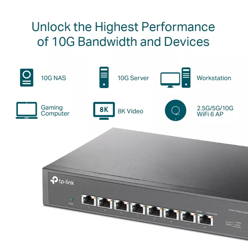 Mittehallatav kommutaator TP-Link TL-SX1008 8-pordiline 10G laua-/rackpaigaldus
