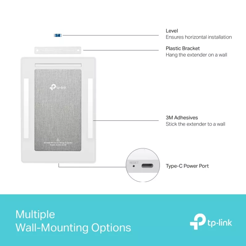 TP-Link Archer AX3000 kaheribaline Wi-Fi 6 õhu leviala laiendaja, võrgurepiiter, 2976 Mbit/s, valge, seinale, FCC, RoHS, 12 V