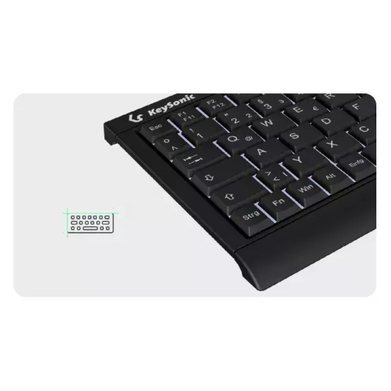 KeySonic KSK-3011ELC (DE) klaviatuur Kodu USB QWERTZ Saksa Must