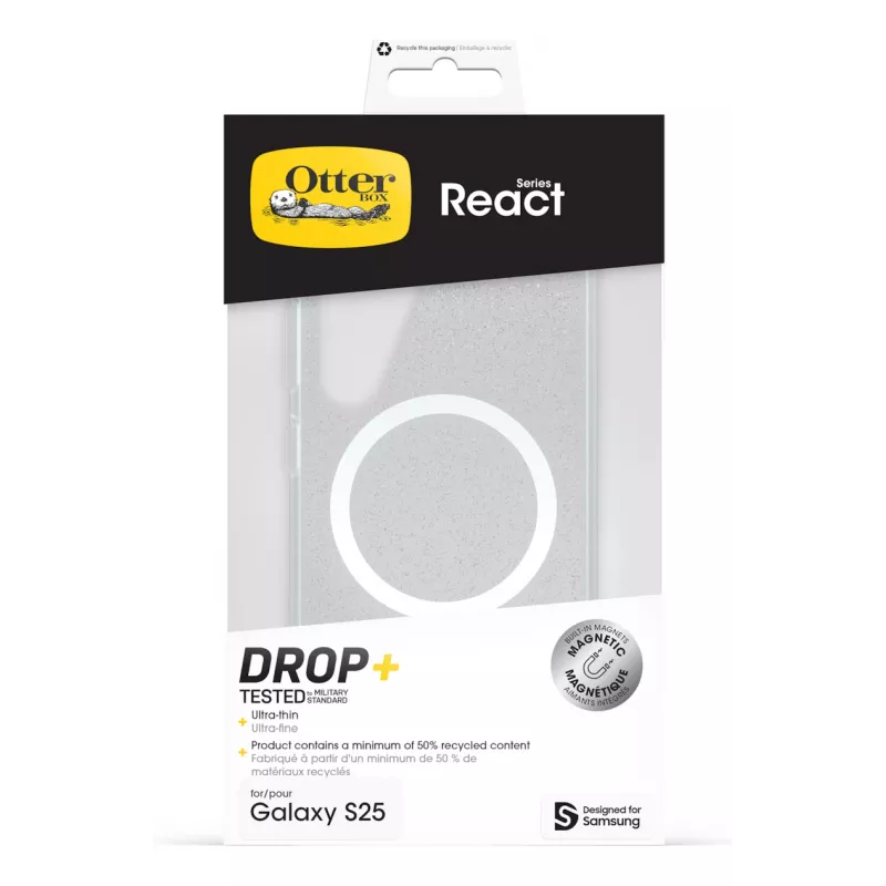Samsung Otterbox React Case magnetitega Galaxy S25-le, kate, Samsung, Galaxy S25, 15.8 cm (6,2 tolli), must, läbipaistev
