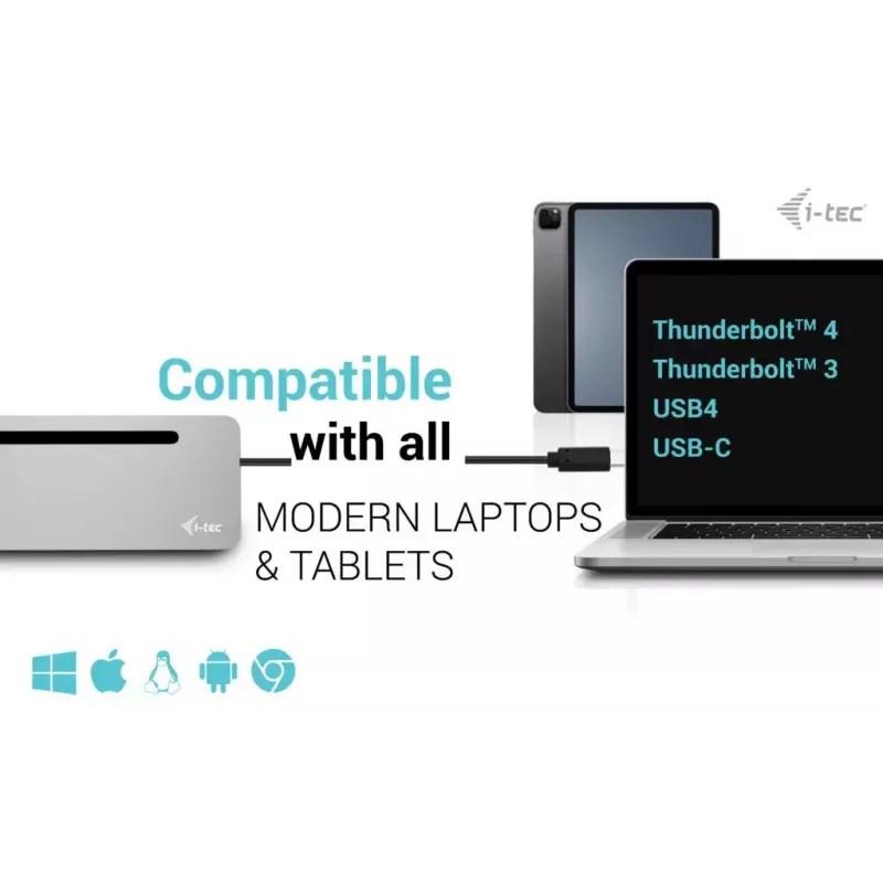 i-tec USB-C metallist ergonoomiline 3x 4K ekraani dokkimisjaam + toiteedastus 100 W