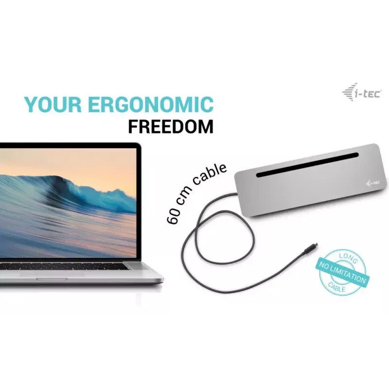 i-tec USB-C metallist ergonoomiline 3x 4K ekraani dokkimisjaam + toiteedastus 100 W