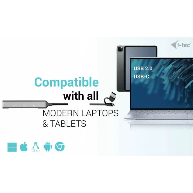 i-tec USB-C/USB-A metallist HUB 1x USB 3.0 + 3x USB 2.0