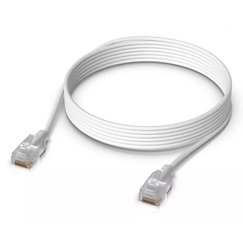 Võrgukaabel UBIQUITI UACC-Cable-Patch-EL-3M-W — Cat6, 3 m, 2,5 GbE, PoE++ (4PPoE), valge