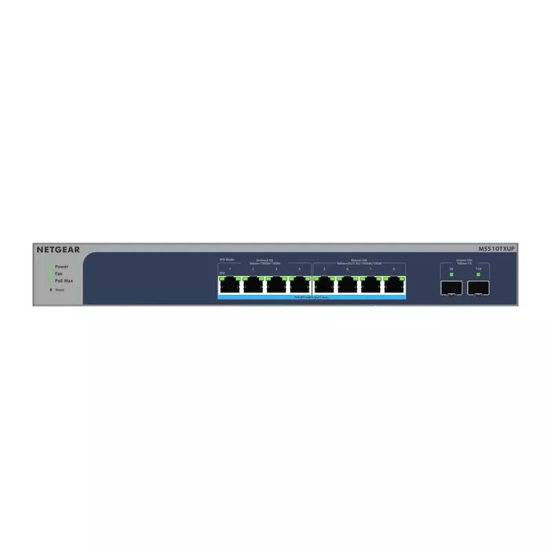 NETGEAR MS510TXUP võrgukommutaator Hallatav L2/L3/L4 10G Ethernet (100/1000/10000) Power over Ethernet (PoE) Hall, Sinine