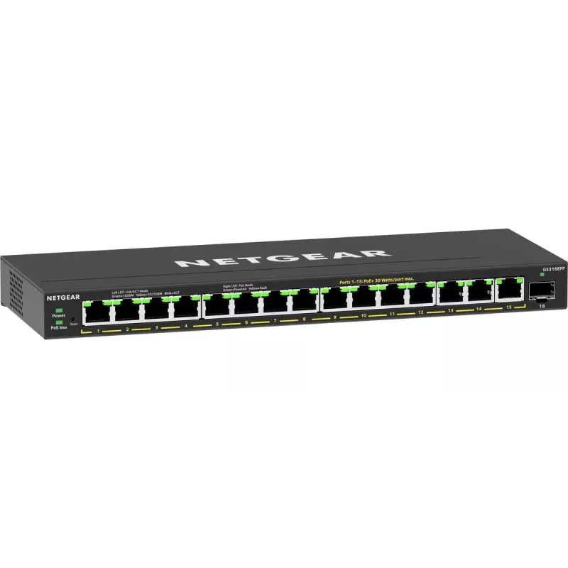 Hallatav kommutaator NETGEAR GS316EPP 16-pordiline PoE+ Gigabit Ethernet