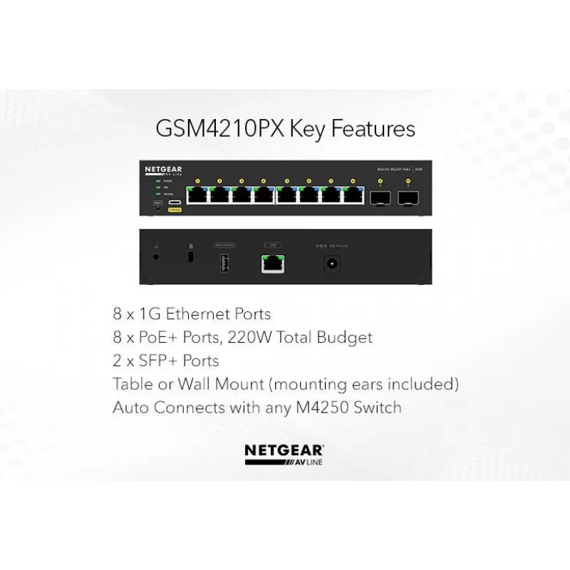 Hallatav kommutaator NETGEAR GSM4210PX 8x1G PoE+ 220W 2xSFP+
