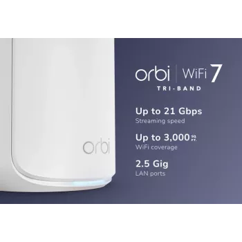 NETGEAR Orbi 870 kolmeribaline (2,4 GHz / 5 GHz / 6 GHz) Wi-Fi 7 (802.11be) valge 4 sisemist