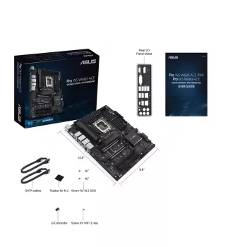 Emaplaat ASUS PRO WS W680-ACE — Intel W680 ATX, LGA 1700, DDR5, 4 DIMM (128 GB), 3x M.2, 2x 2,5Gb LAN, 7.1 heli
