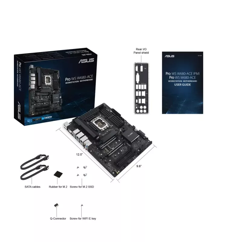Emaplaat ASUS PRO WS W680-ACE — Intel W680 ATX, LGA 1700, DDR5, 4 DIMM (128 GB), 3x M.2, 2x 2,5Gb LAN, 7.1 heli