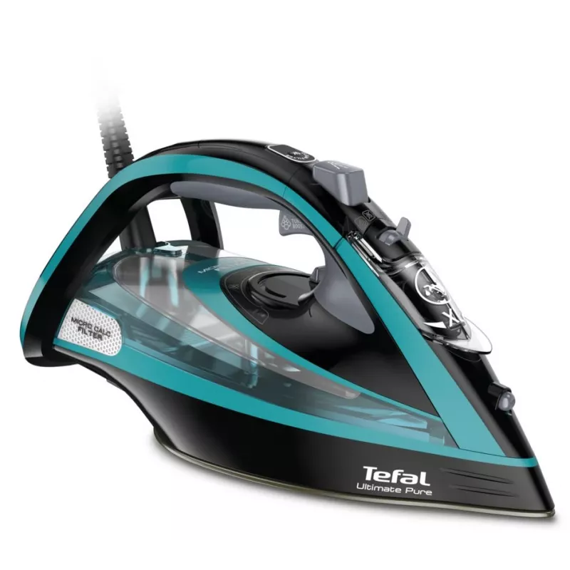 Tefal Ultimate Pure FV9844 Kuiv- ja aurutriikraud Durilium Autoclean tallaga 3200 W Must, Sinine