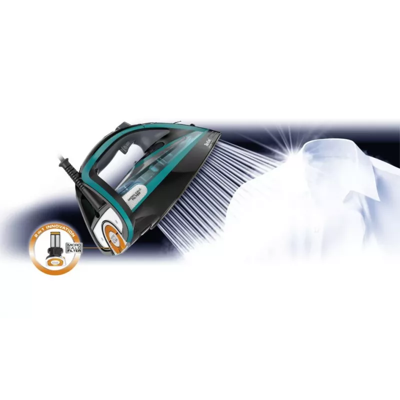 Tefal Ultimate Pure FV9844 Kuiv- ja aurutriikraud Durilium Autoclean tallaga 3200 W Must, Sinine