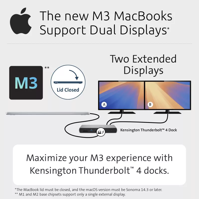 Kensington SD5760T Thunderbolt 4 kahe 4K ekraaniga dokkimisjaam, 96W toiteedastusega