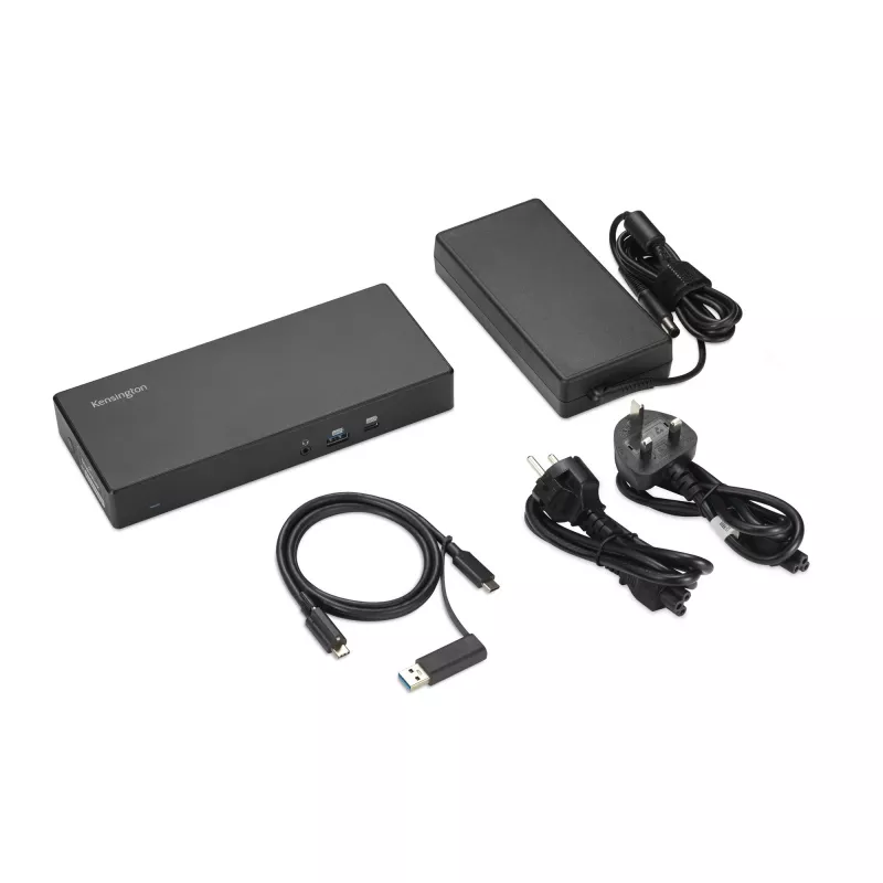 Kensington SD4781P EQ USB-C & USB-A Dual 4K dokkimisjaam, juhtmega, USB 3.2 Gen 2 (3.1 Gen 2) Type-C, 100 W, 3.5 mm, 10,100,1000 Mbit/s, must