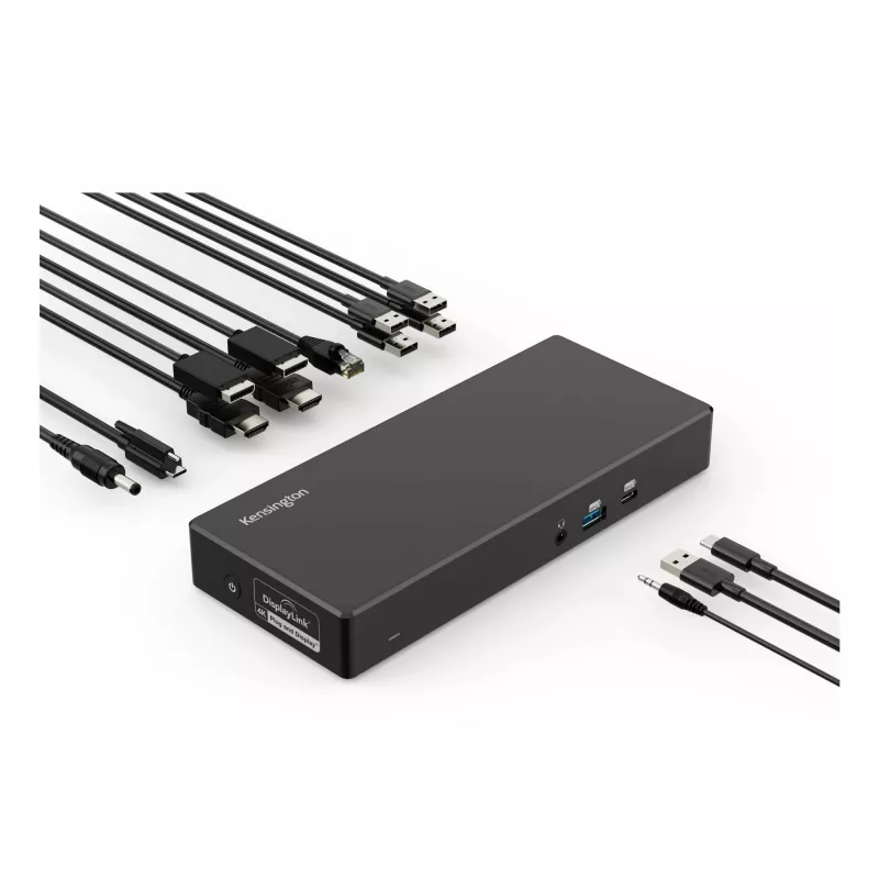 Kensington SD4781P EQ USB-C & USB-A Dual 4K dokkimisjaam, juhtmega, USB 3.2 Gen 2 (3.1 Gen 2) Type-C, 100 W, 3.5 mm, 10,100,1000 Mbit/s, must