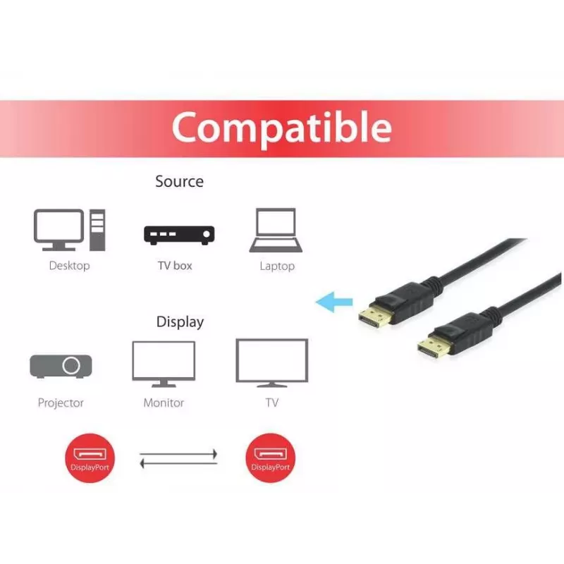 Equip DisplayPort 1.4 kaabel, 1 m