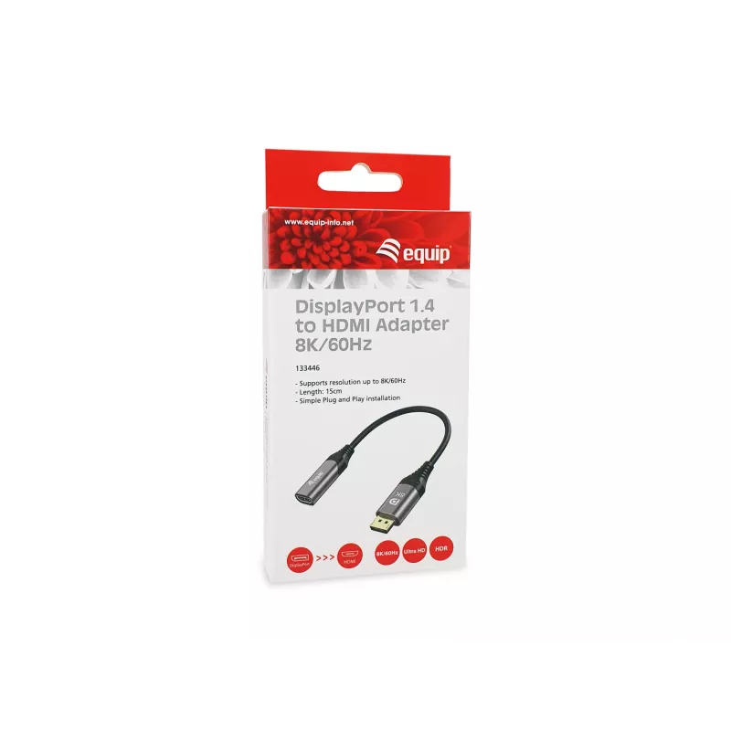 Equip DisplayPort 1.4 HDMI-adapter 8K 60Hz 0,15m
